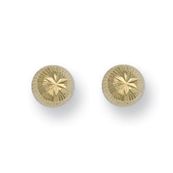 9ct Yellow Gold D/C Stud Earrings 6mm