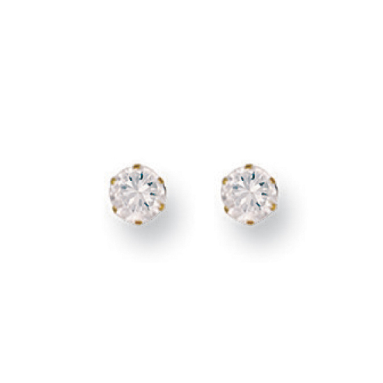 9ct Yellow Gold 4mm Claw Set CZ Stud Earrings