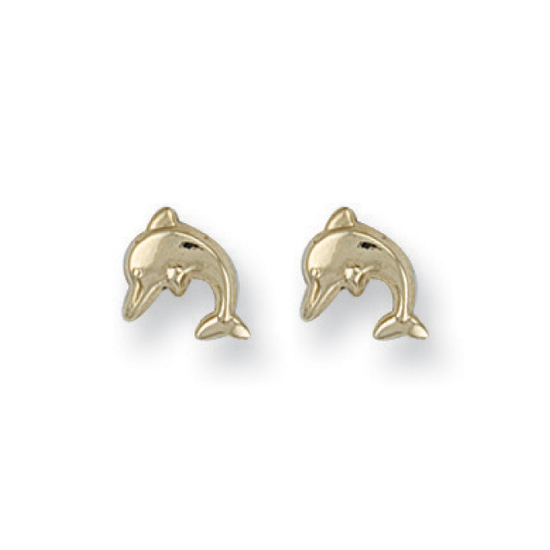 Dolphin Gold Stud Earrings