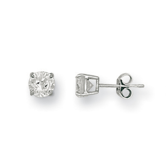 9ct White Gold 6mm Claw Set CZ Stud Earrings