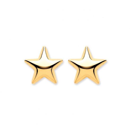 9ct Yellow Gold Star Stud Earrings 