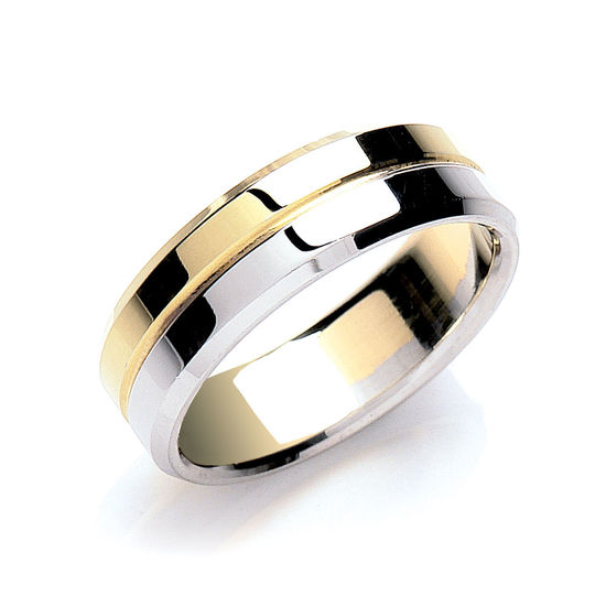 7mm Two Colour Gold Wedding Band