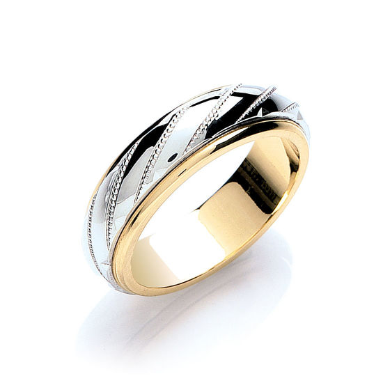 White and Yellow Gold Spinner Style Wedding Band